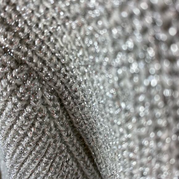 Vintage 80’s Metallic Silver Cardigan Sweater oversized Size M 1980's - Picture 9 of 9